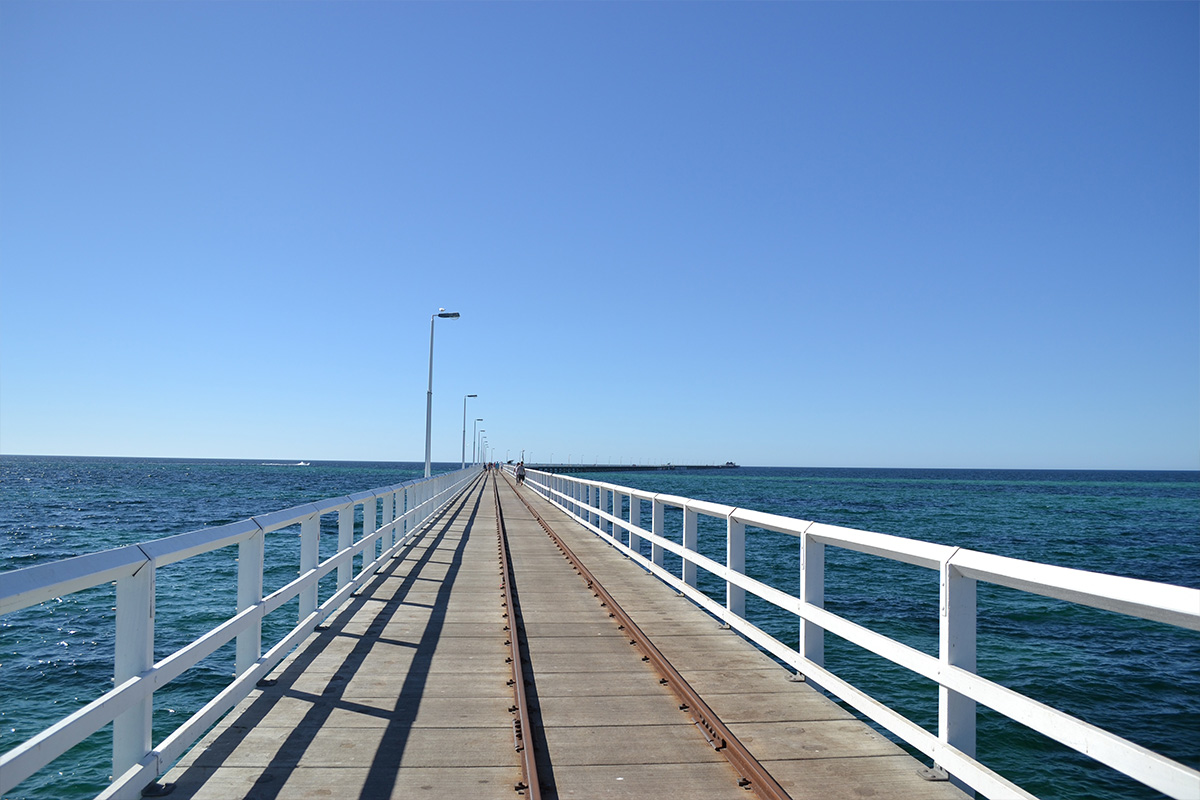 The iconic Busselton Jetty stretching into the ocean