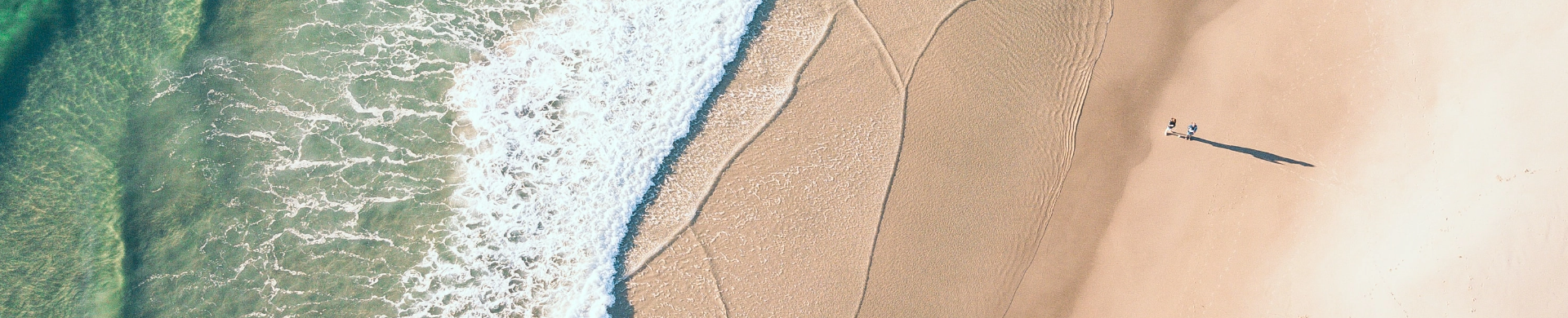 Aerial view of beach with ocean and sand