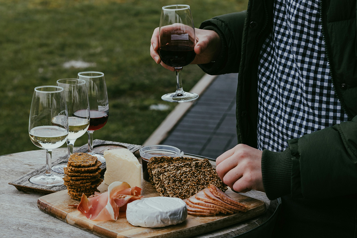 Wine tasting with cheese and charcuterie board in Margaret River